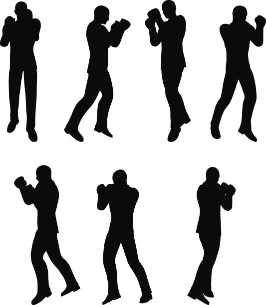 拳击手商人矢量剪影图片下载