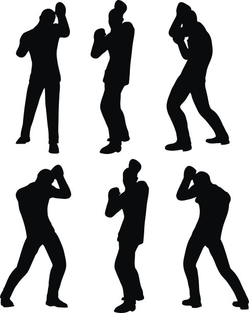 拳击手商人矢量剪影图片下载