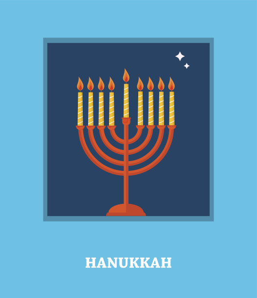 用光明节的烛台打开窗户。光明节快乐图片下载