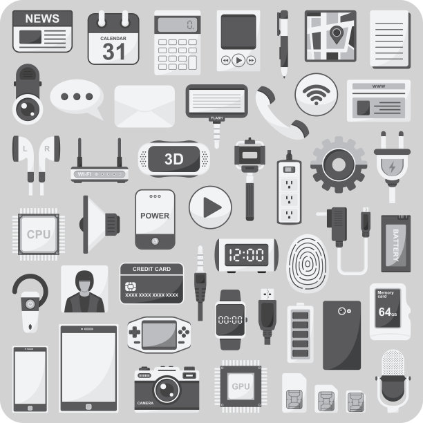 矢量平面图标，智能手机设置图片下载