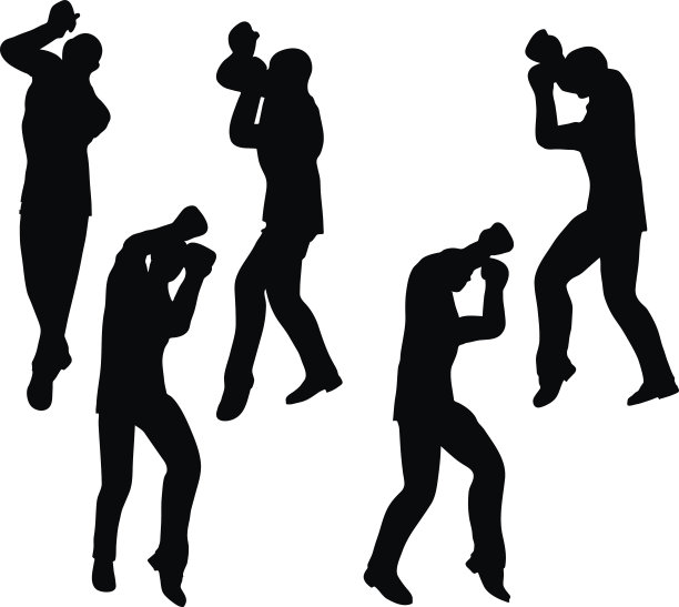 拳击手商人矢量剪影图片下载