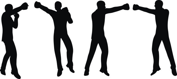 拳击手商人矢量剪影图片下载