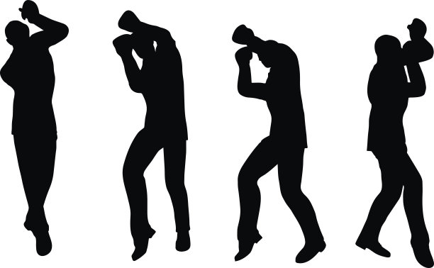 拳击手商人矢量剪影图片下载