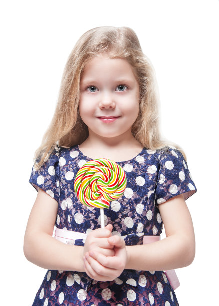 美丽的小女孩与棒棒糖隔离图片下载
