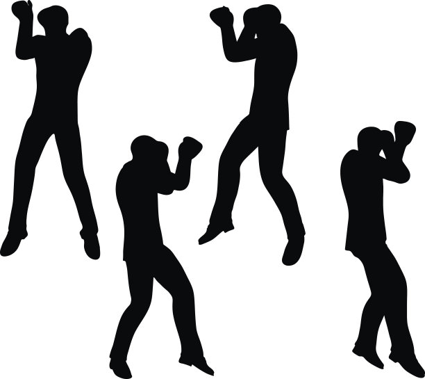 拳击手商人矢量剪影图片下载