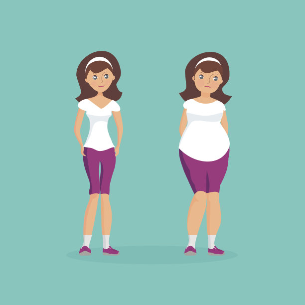 身材肥胖的女孩和运动型女孩图片下载