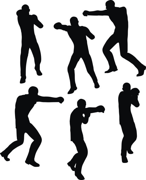 拳击手商人矢量剪影图片下载