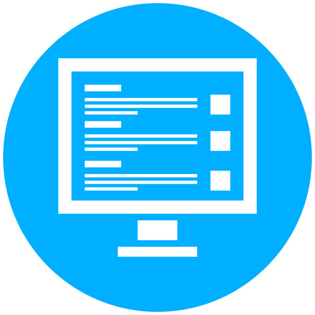 电脑显示器图标上的一个圆形按钮。图片下载