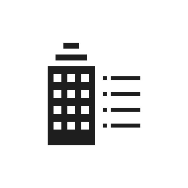 办公楼图标上的白色背景。图片下载