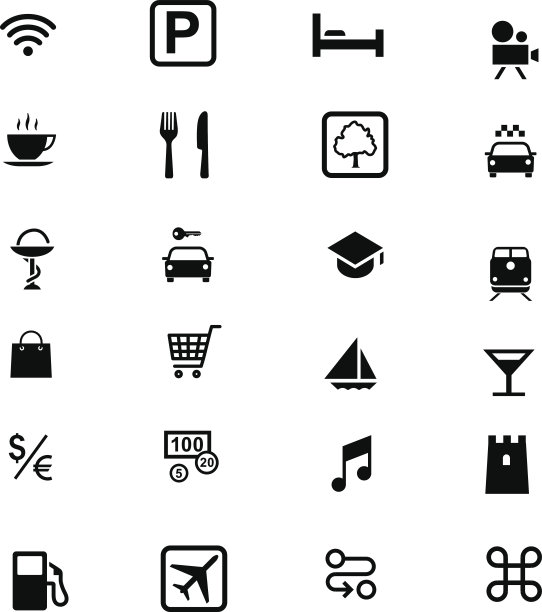 一组旅游图标。向量元素图片下载