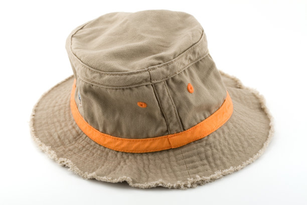橘黄色带的褐色钓鱼帽图片下载