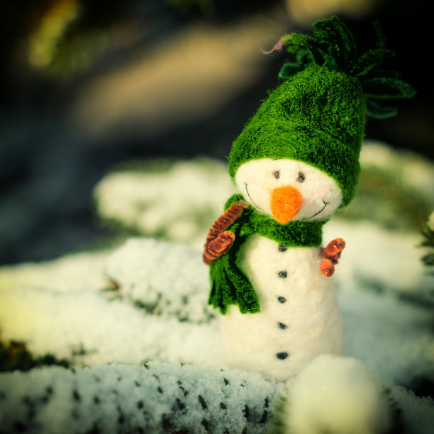 快乐的雪人在雪地上图片下载