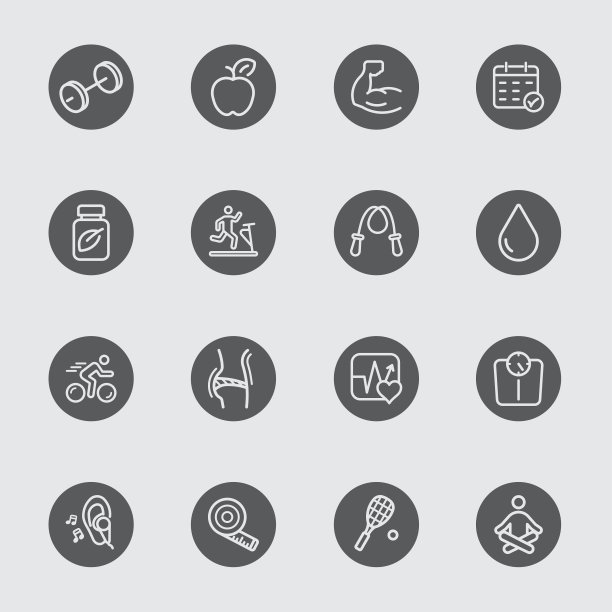 适合度在黑色圆圈线图标图片下载