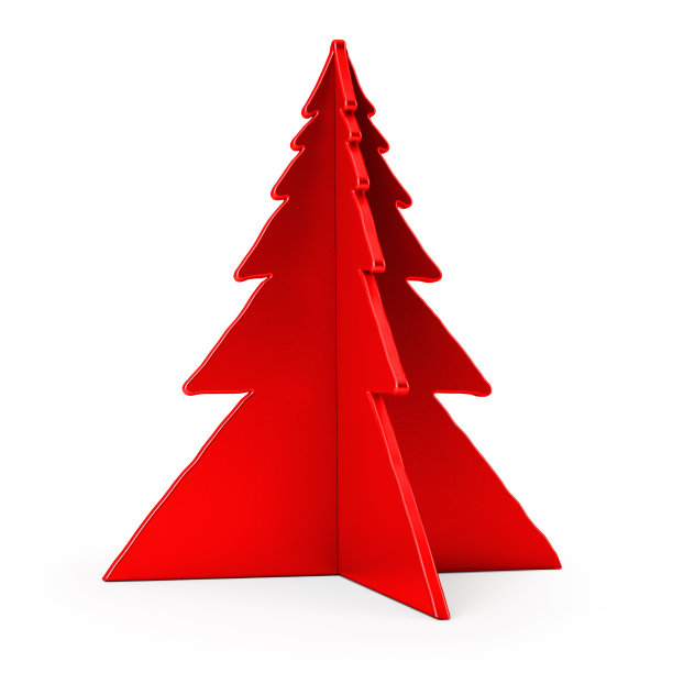 红色圣诞树孤立在白色图片下载