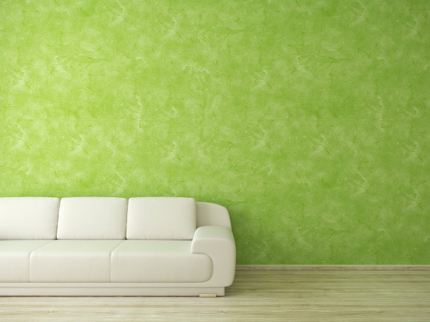 绿色内饰配白色沙发图片下载