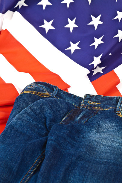 美国国旗上的牛仔裤图片下载