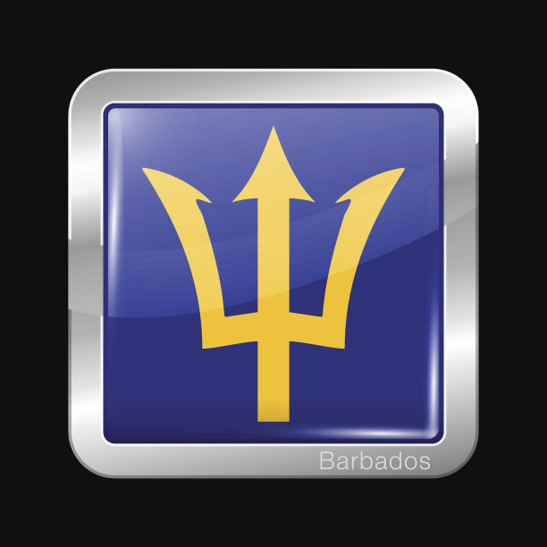 巴巴多斯。金属图标方形图片下载