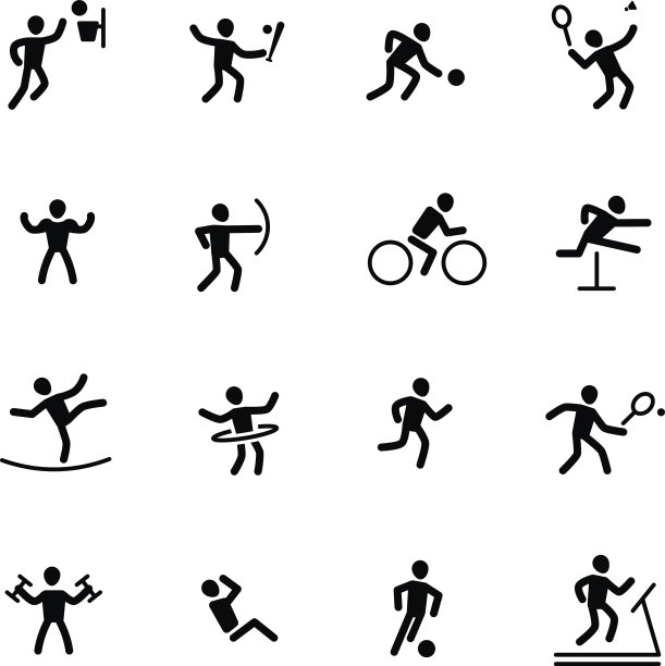 运动员运动动作矢量图标图片下载