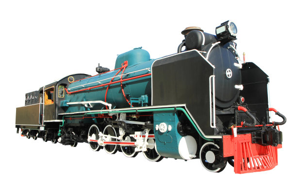 老式蒸汽机车孤立在白色上图片下载