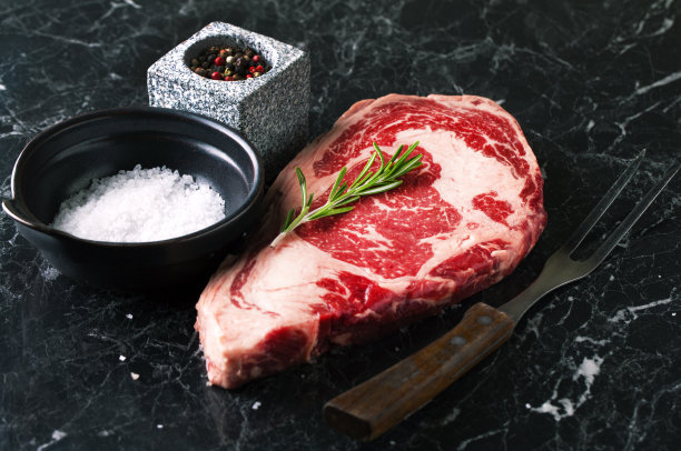 生牛排，肋眼，腰肉大理石图片下载