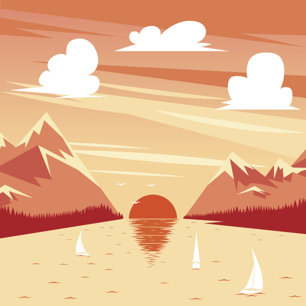 矢量插图的夏天日落素材图片