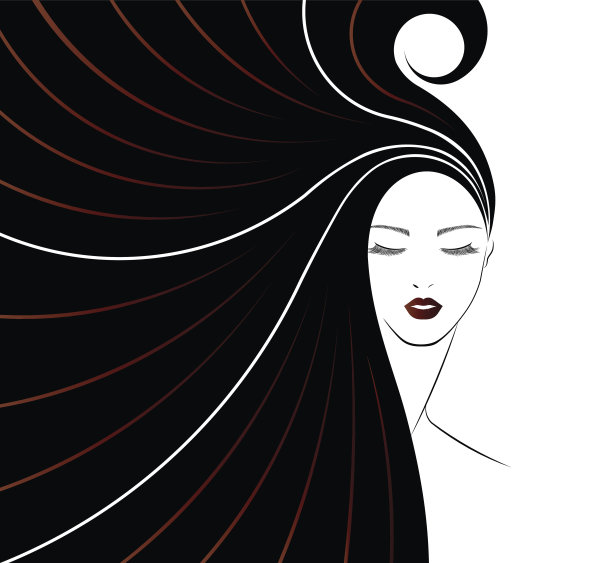 长发造型的偶像，标志着女人的面容图片下载