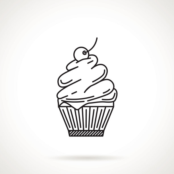 奶油甜点黑线矢量图标图片下载