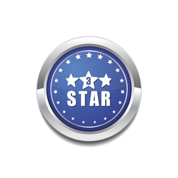 3星蓝色矢量图标按钮图片下载