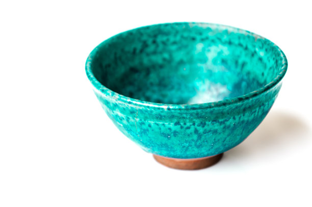 绿碗孤立在白色背景上，古色古香图片下载