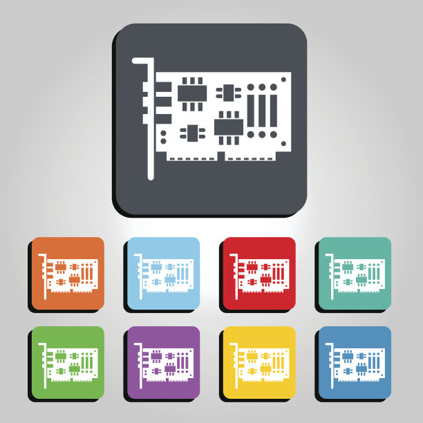 计算机图形卡矢量图标插图图片下载