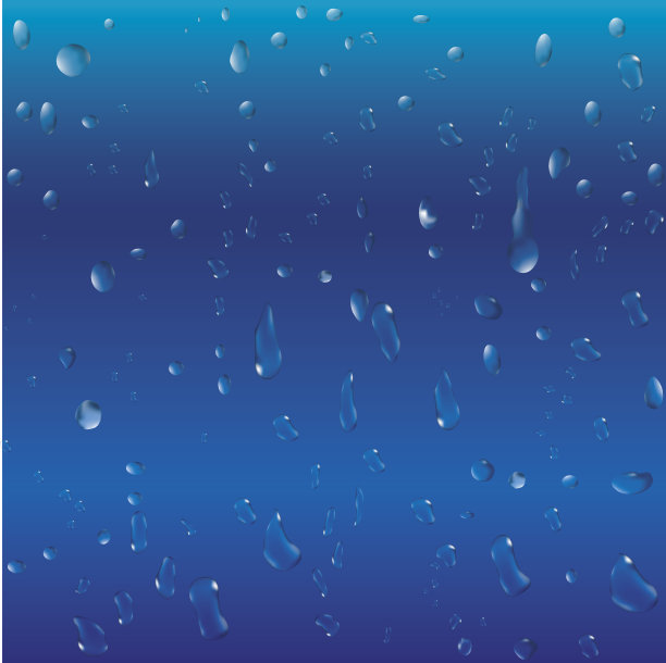 蓝色玻璃背景上的雨滴。图片下载