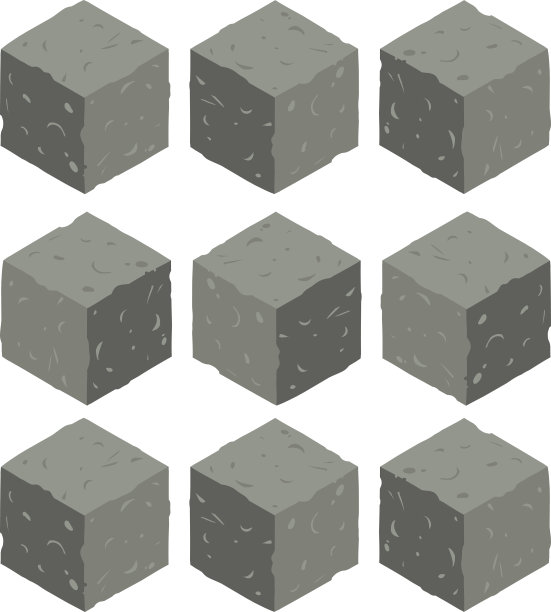 卡通石等距石游戏方块砖设置。图片下载