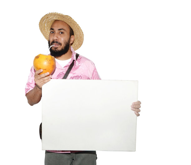 喝着椰子汁，握着白板图片下载