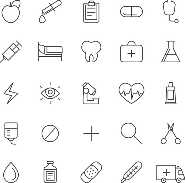 医学和科学矢量图标集。简约的轮廓设计。图片下载