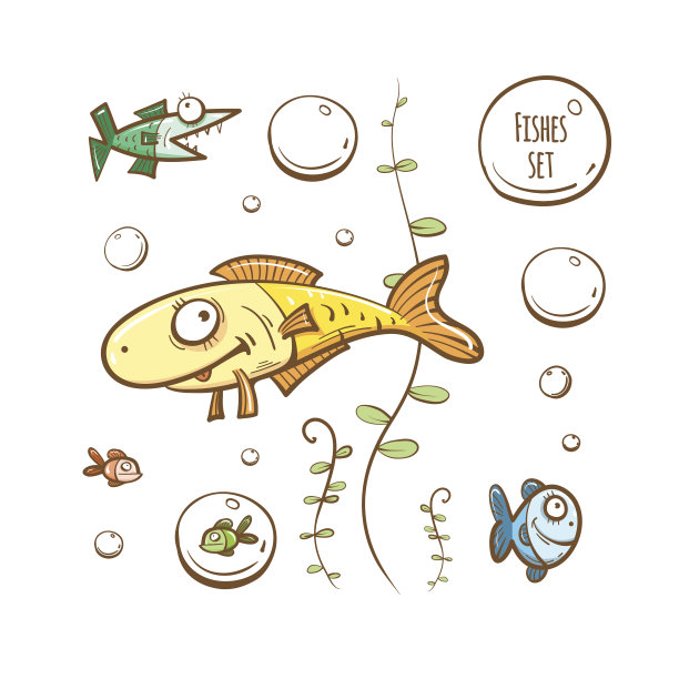 卡通鱼。图片下载