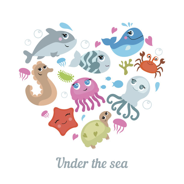 可爱的海洋生物。图片下载