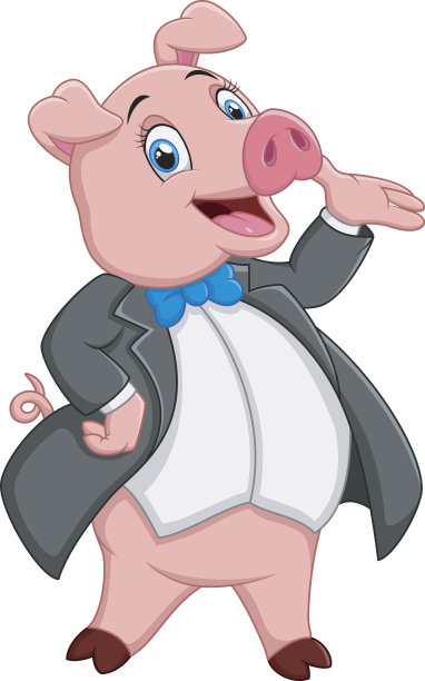 穿着燕尾服的卡通猪图片下载