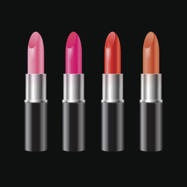 一套逼真的口红在黑色管图片下载