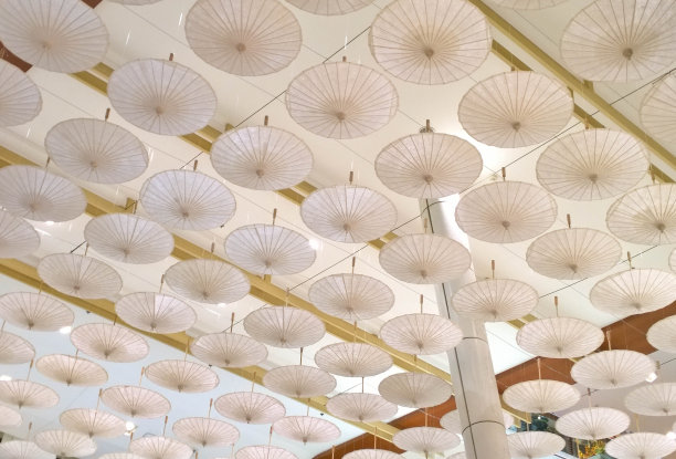 成排的雨伞。图片下载