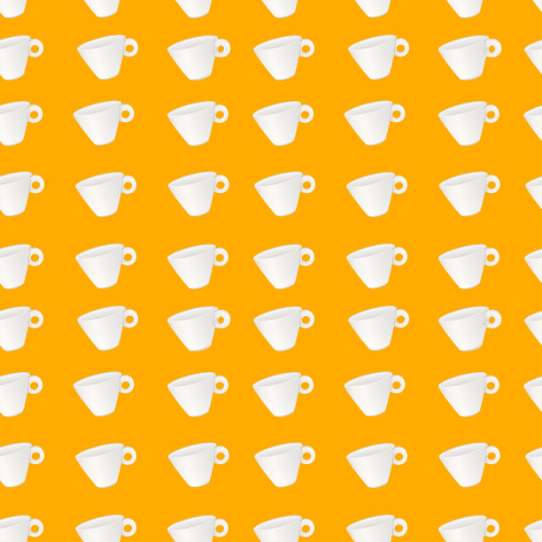 咖啡杯墙纸。橙色背景上的白色杯子。图片下载