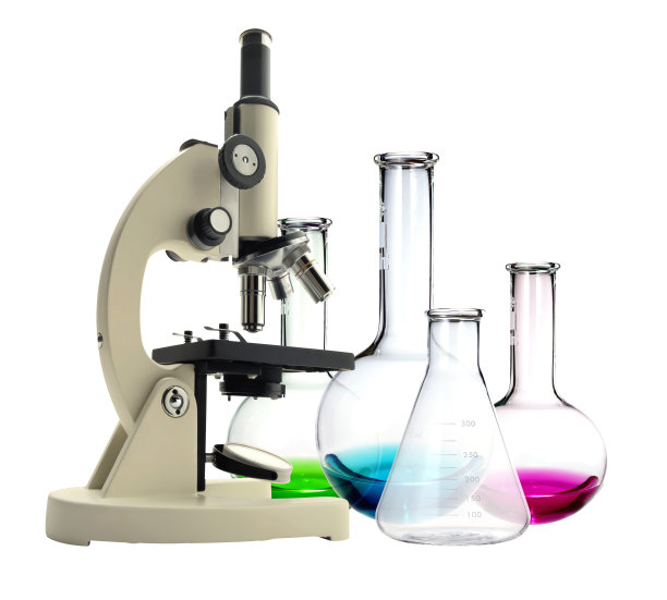 实验室显微镜和试管分离白色图片下载
