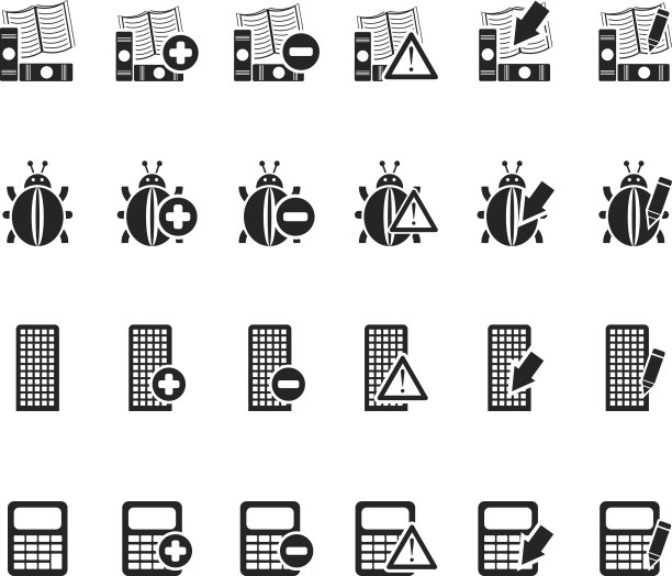 商务、办公和网站剪影图标图片下载