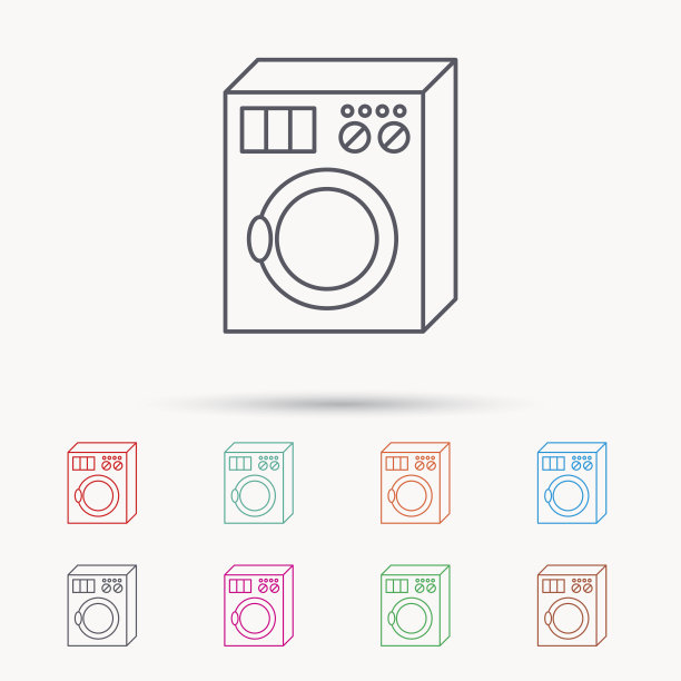洗衣机图标。垫圈的迹象。图片下载