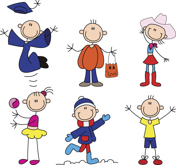 各种插画贴纸青少年活动图片下载