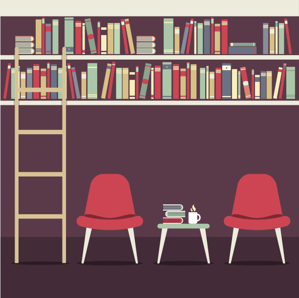 书架下的空椅子图片下载