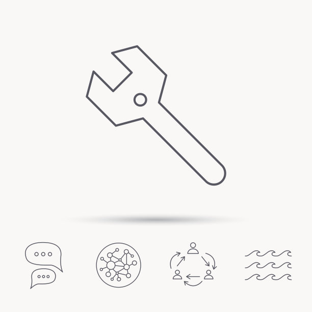 扳手钥匙图标。维修工具的迹象。图片下载