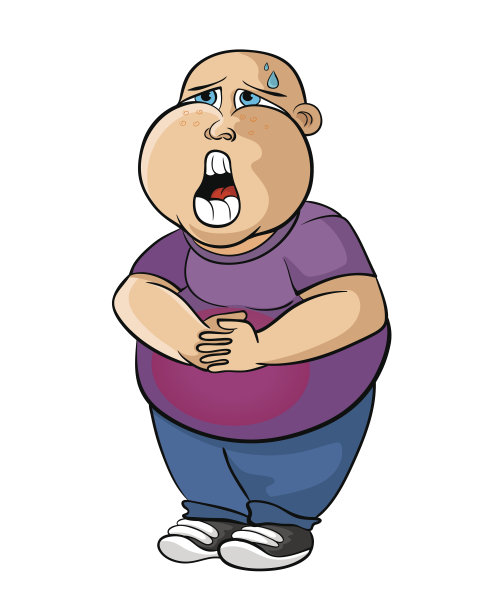 卡通少年正遭受着腹痛图片下载