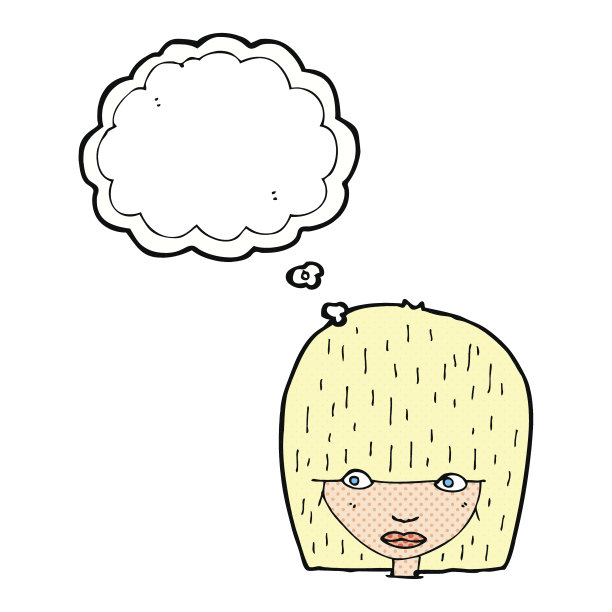 卡通女性的脸盯着思想泡泡图片下载