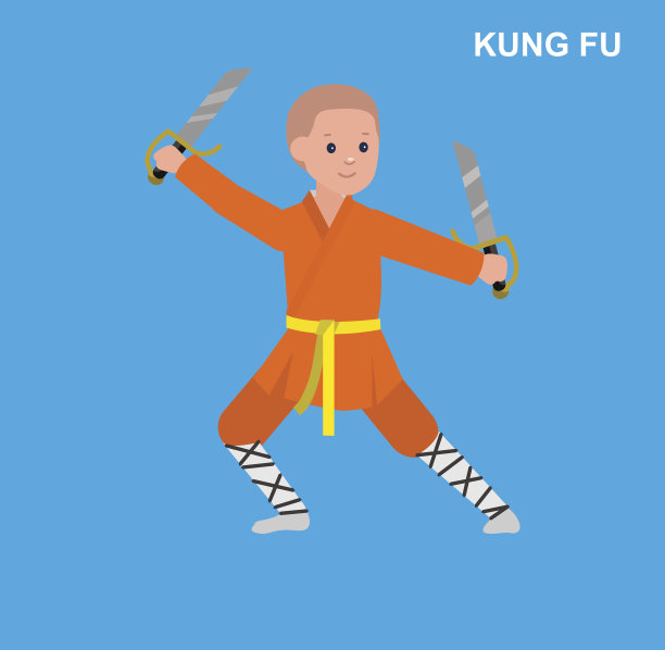 卡通小孩穿和服，武术图片下载