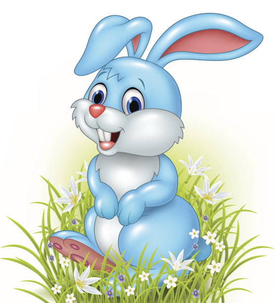 卡通兔子在草的背景图片下载